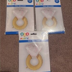 Diamond Ring Foil Balloon - Gold and White